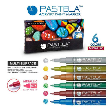 ST PASTELA Acrylic Marker Metallic set of 6s ( 0.7mm ) The Stationers
